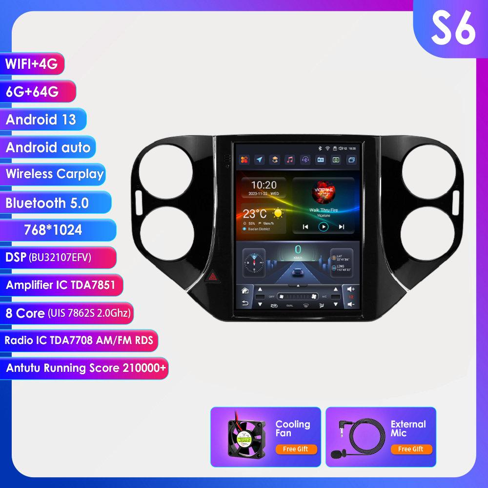 Hizpo Carplay 4G 9,7'' Tesla-Stil Bildschirm 2Din Android 13 Autoradio für Volkswagen Tiguan 1NF 2007-2016 Multimedia Video GPS RDS Intelligenter Bildschirm S6 8Core 6G 64G
