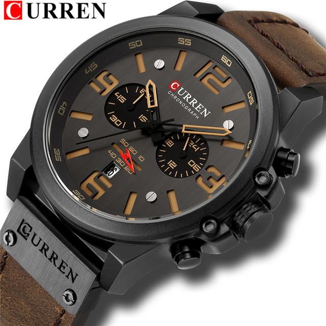 CURREN Mode Klassische Schwarz Weiß Chronograph Uhr Männer CURREN männer Uhren Casual Quarz Armbanduhr Männliche Uhr Reloj Hombre