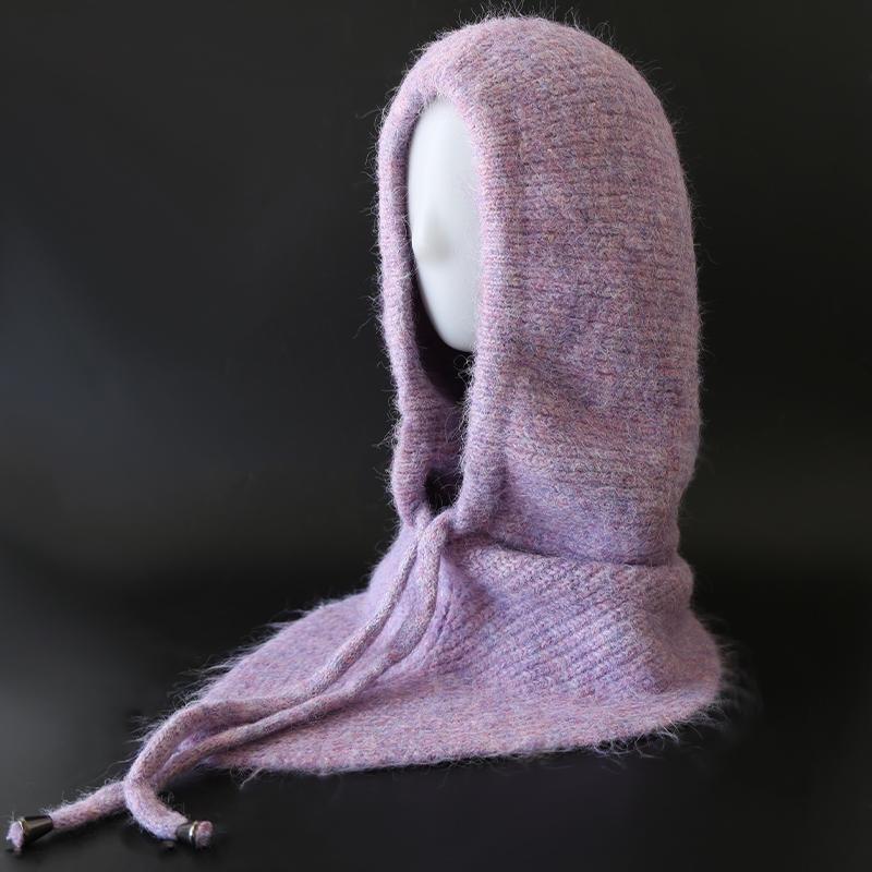 Winter Sturmhaube Schal für Damen Gestrickte Kapuzenmützen Outdoor Warm Slouchy Warme Skimütze Outdoor Ohrenschutz Mützen violett