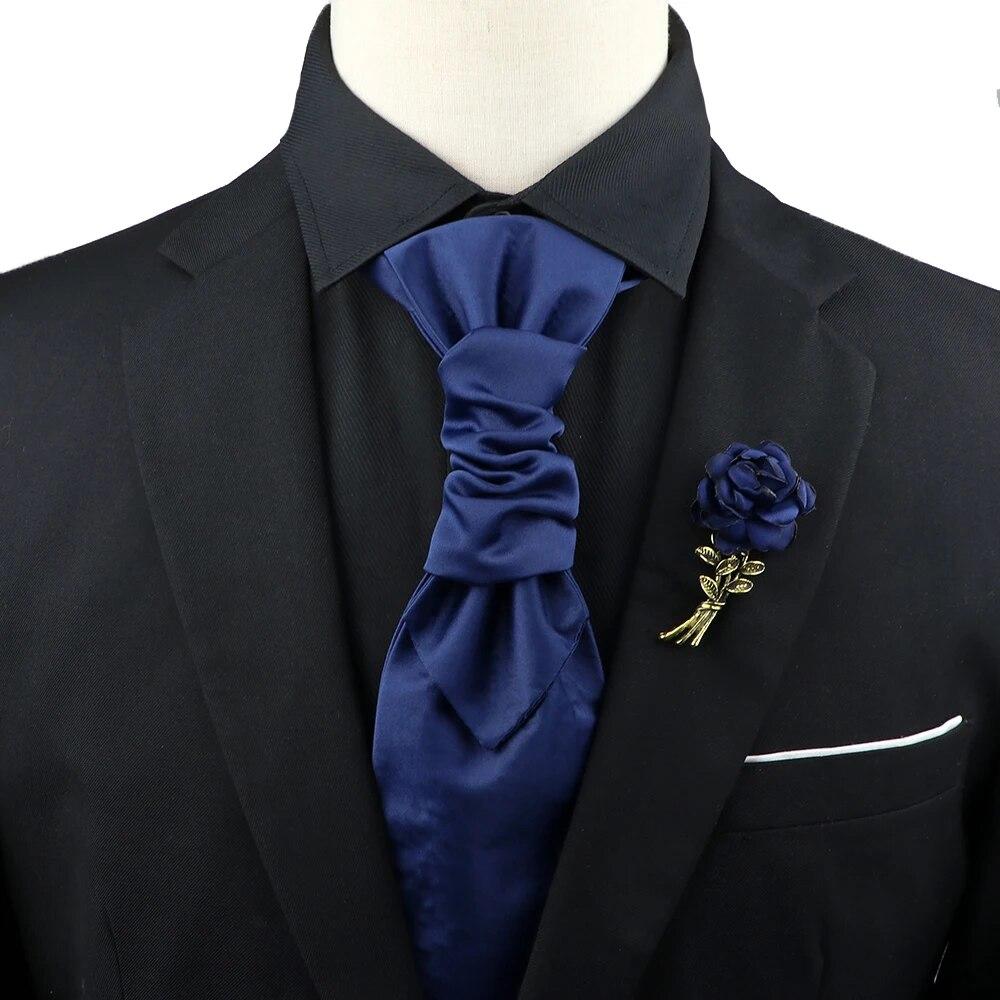 Herren, Paisley-Krawatte, Krawatten-Brosche-Set, rot, schwarz, verstellbare Krawatte, Luxus, Smoking, Bräutigam-Hochzeit, black