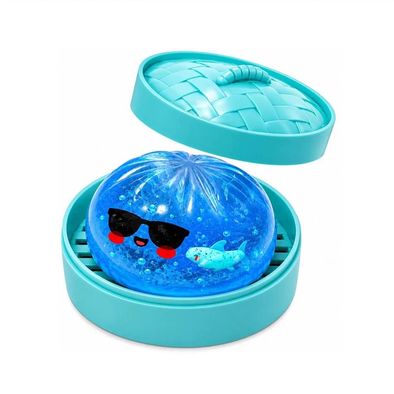 Glitzer Hai Knödel Squishy Spielzeug Weich Langsame Rückfederung Squishy Spielzeug Fidget Mit Dampfgarer Gedämpfter Gefüllter Brötchen Squishy Quetschen blue