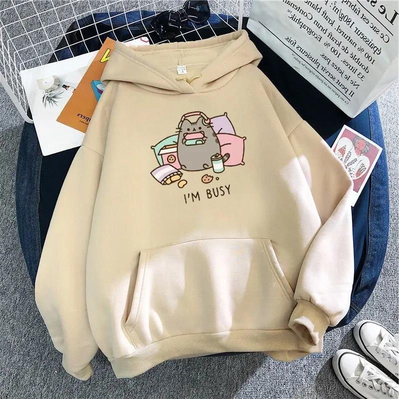 2023 lustige Die Katze Hoodie Frauen Mode Kawaii Koreanische Harajuku Sweatshirt Weibliche 90s Cartoon Kleidung Weibliche Kapuze Übergroßen Mädchen XL