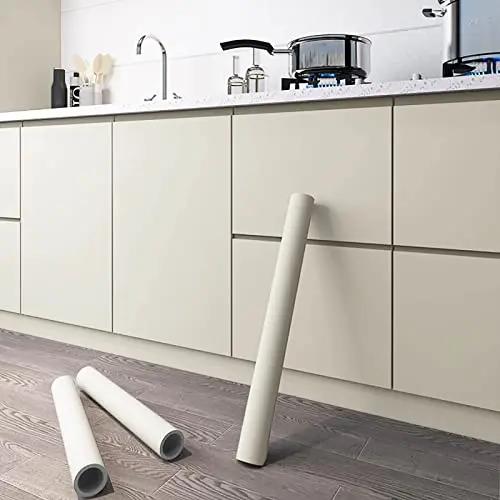 Küche Ölbeständige Tapete Wasserdichte Selbstklebende Aufkleber Schrank Renovierung Formaldehydfrei Schimmelresistent Wanddekor 40cm*1m beige