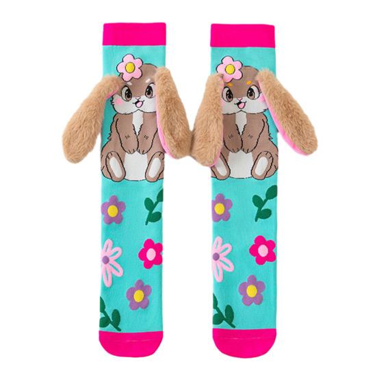 Kinder Bunte Tier Socken Niedliche Tier Kniestrümpfe mit 3D Ohren Lustige Kniestrümpfe für Jungen Mädchen Alter 3-12 Weihnachtsgeschenke Rabbit