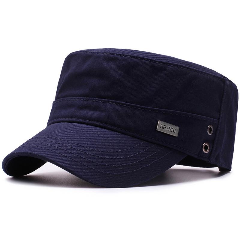 Vier Jahreszeiten Flache Kappe Männer Baumwolle Militär Caps Baseball Kappe Casual Trucker Snapback Kapitän Kappe Armee Visiere Ausbildung Kadetten kappen 56-60cm navy blau