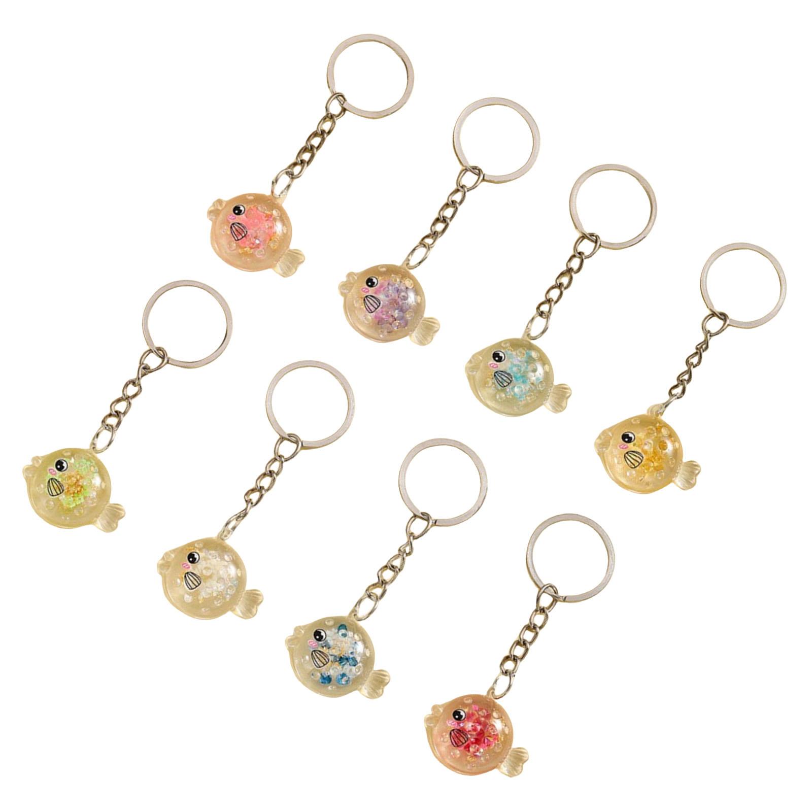 8 Stück Leuchtender Kugelfisch Schlüsselanhänger Set Silikon Kugelfisch Schlüsselanhänger Leuchtend im Dunkeln Schlüsselidentifikator Schlüsselanhänger Anhänger