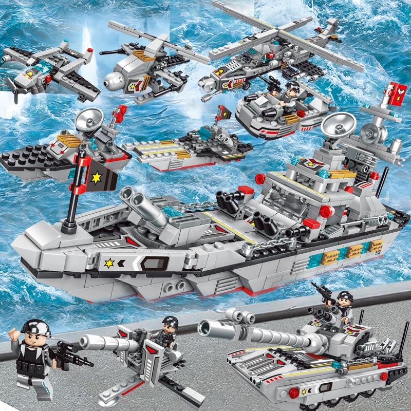 1000PCS Tank Bausteine ​​8in1 Military Heavy Tank Modell Baustein Armee Spielzeug für Jungen Sea Defense-665Pcs