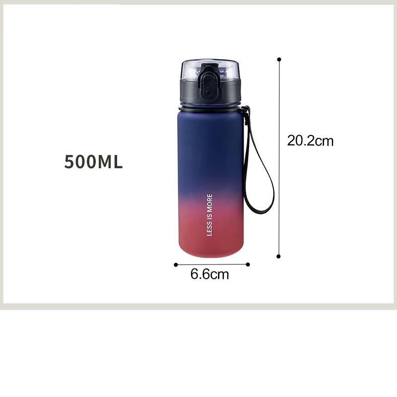 Sportwasserflasche mit großer Kapazität, auslaufsicher, Farbverlauf, Kunststoffbecher, zum Trinken im Freien, für Reisen, tragbar, für Fitnessstudio, Fitness, Krüge 500-1000ml blue