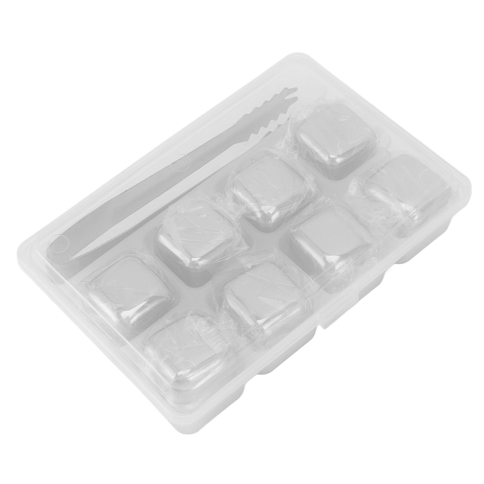Metall-Whisky-Eiswürfel Lebensmittelqualität 304 Edelstahl Sicher Ungiftig Weit verbreitet Whisky-Steine für 8 Cubes with Ice Tongs