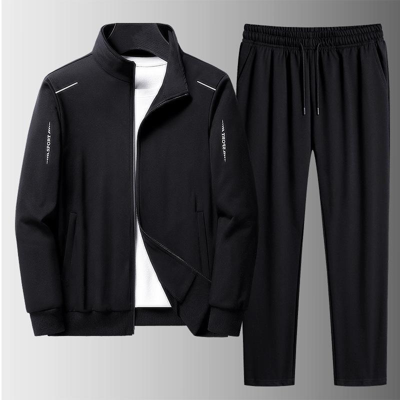 Herren Sportswear-Set Trainingsanzüge Zwei Stücke Sets Homme Kleidung Hoodies + Hosen Anzug Männlichen Streetswear Hoodie Jacken Plus Größe XL schwarz