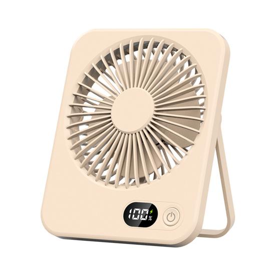 Tragbarer Tischventilator, wiederaufladbarer, batteriebetriebener 1200-mAh-Standventilator mit digitaler Anzeige, ultra-leiser, faltbarer Desktop-Ventilator, 5 Geschwindigkeiten einstellbar braun