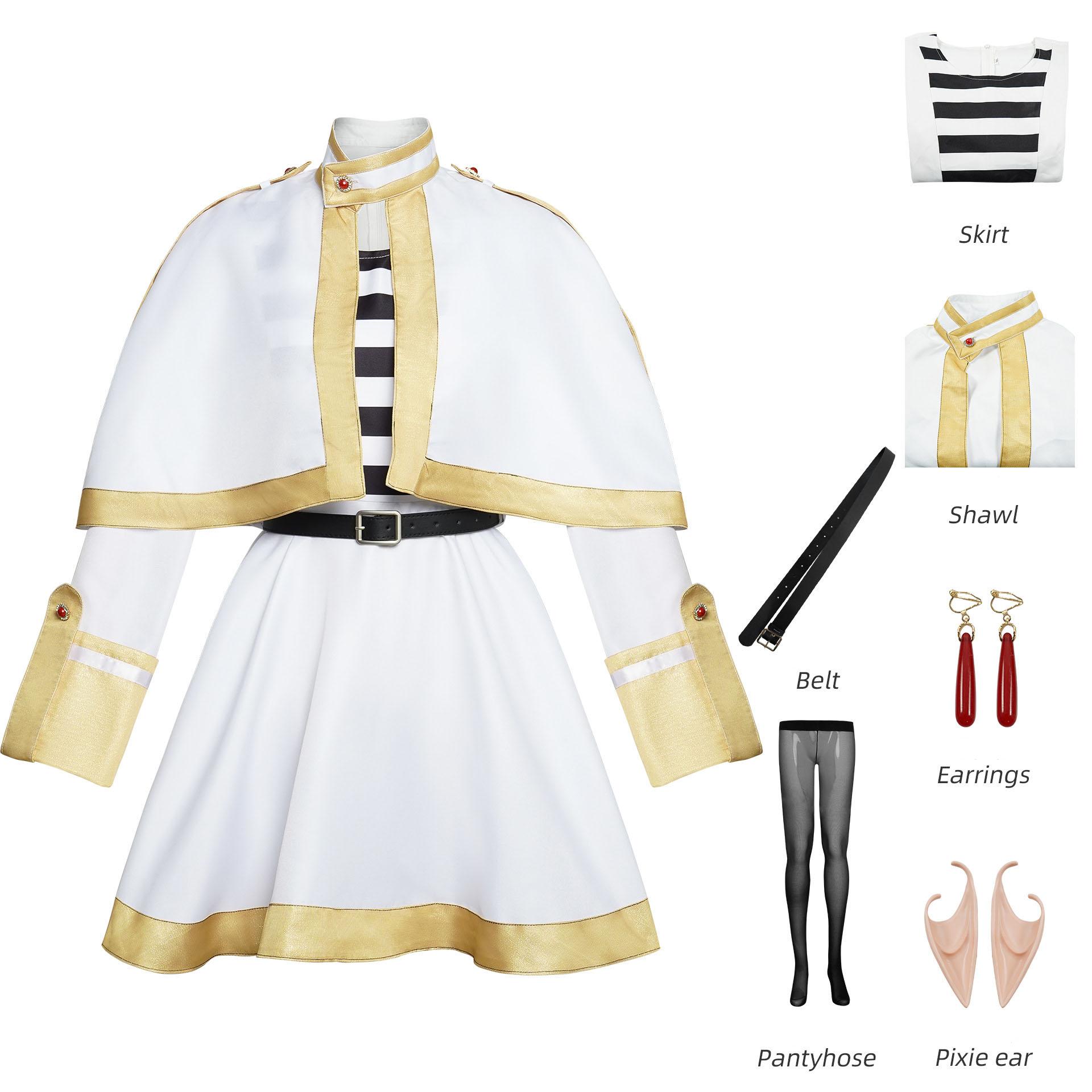 Anime Frieren At The Funeral Frieren Cosplay Kostüm Kostüm Mantel Rock Gürtel Ohrringe Outfits für Frauen Halloween s