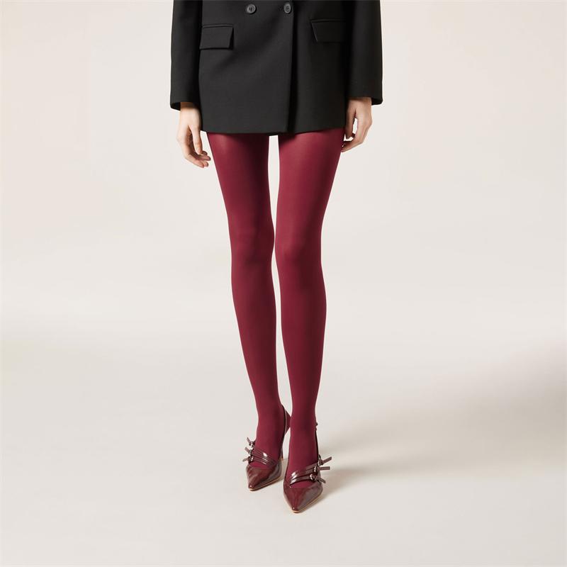 Rote Strumpfhosen für Damen, durchsichtige Strümpfe, schlanke, durchsichtige Dessous, Spitzen-Leggings, Winter-Strumpfhosen für Damen, Strümpfe mit Fuß, Nylon, rote Bodys, sexy Strumpfhosen One Size bordeaux