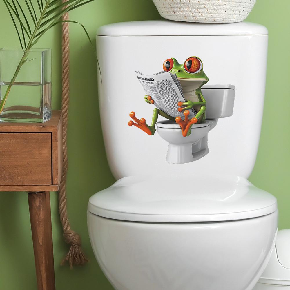 Cartoon Niedlichen Frosch Lesen Zeitung Toilette Badezimmer Badezimmer Dekorative Aufkleber 29*29CM/fun-m370