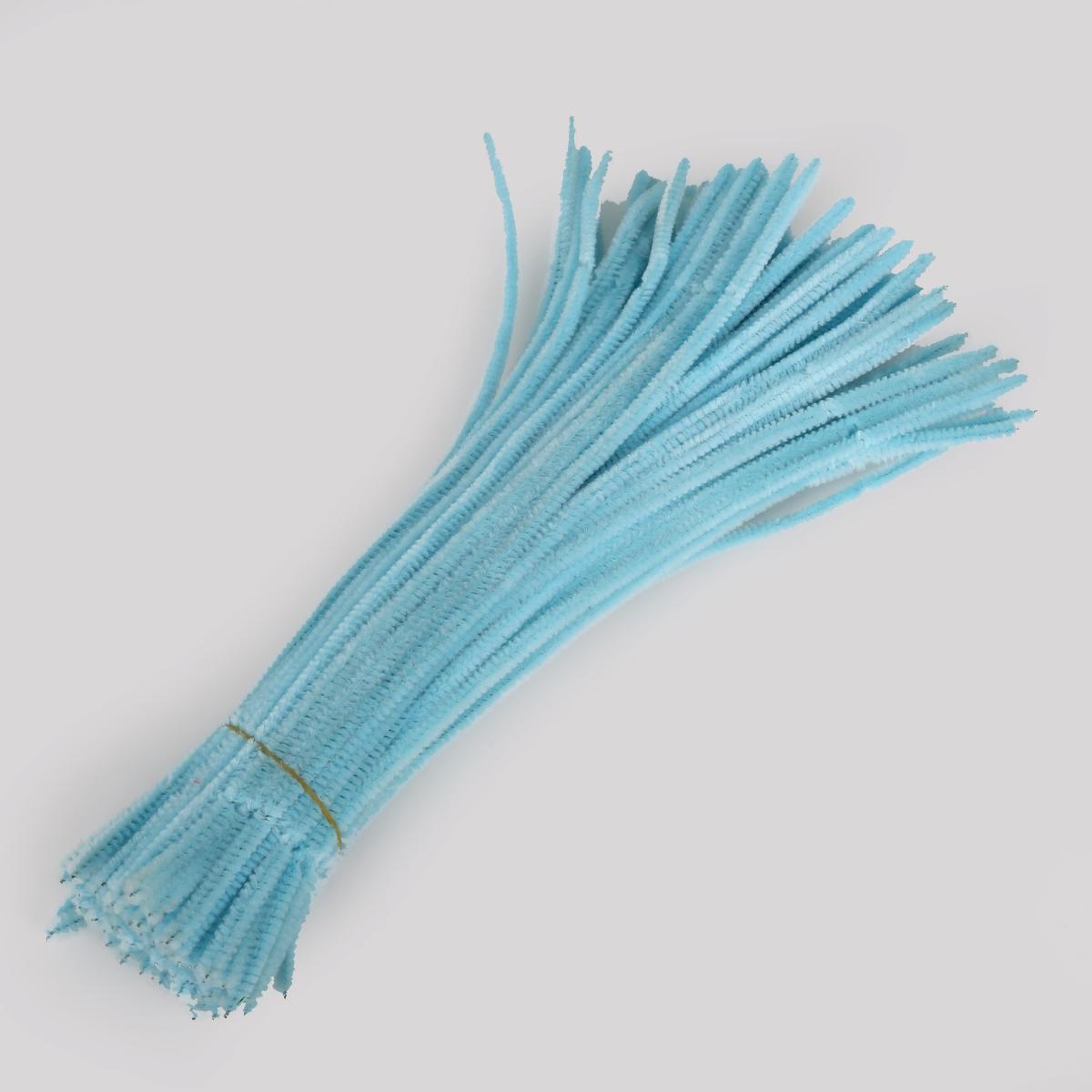 100 Stück Chenille-Stiele, Pfeifenreiniger, Kinder-Plüsch, Lernspielzeug, buntes Pfeifenreiniger-Spielzeug, handgefertigt, DIY-Bastelbedarf hellblaue