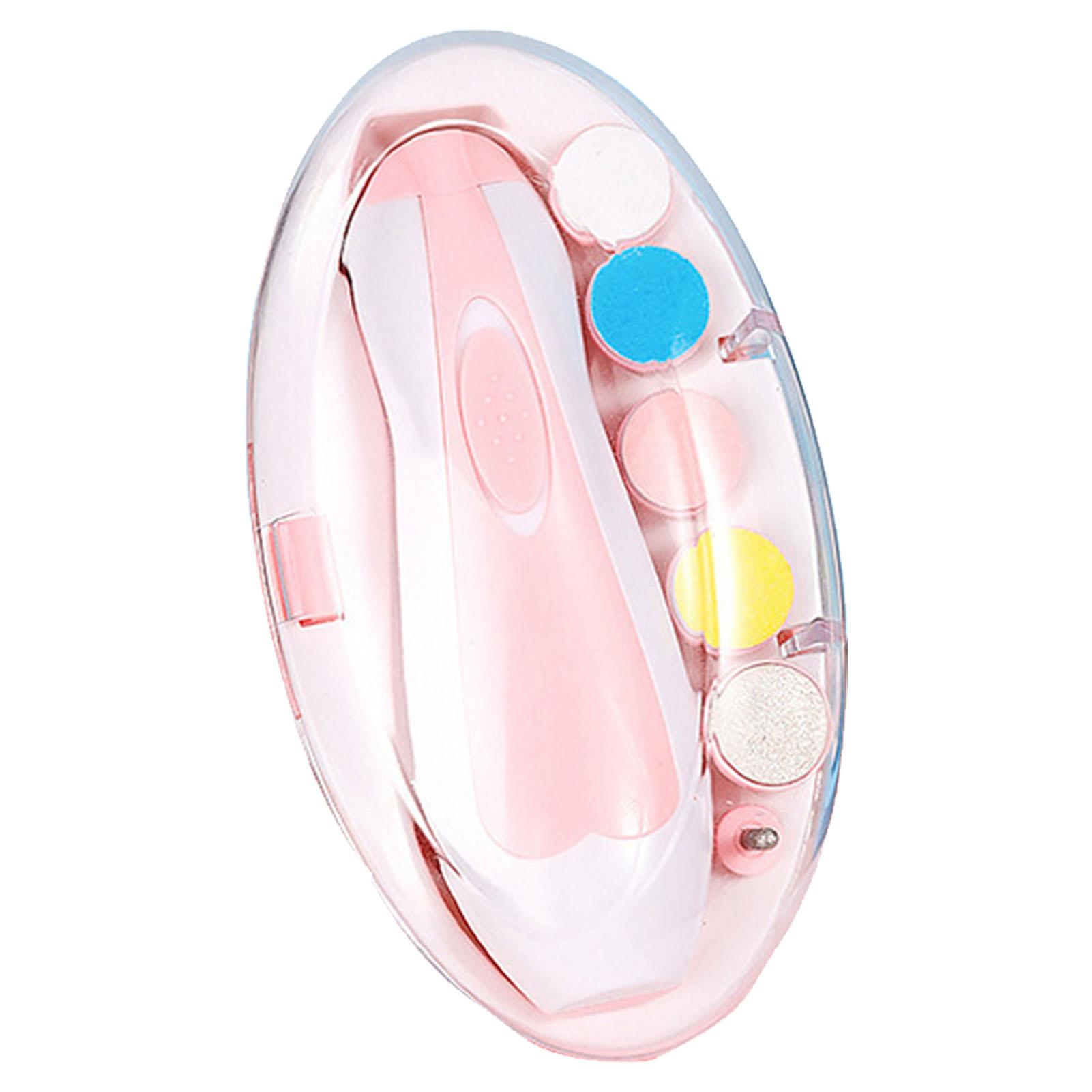 LED Baby Nagelfeile Elektrischer Nageltrimmer Maniküre Set Zehen Fingernägel Pflege Trim Polish Kit für hellrosa