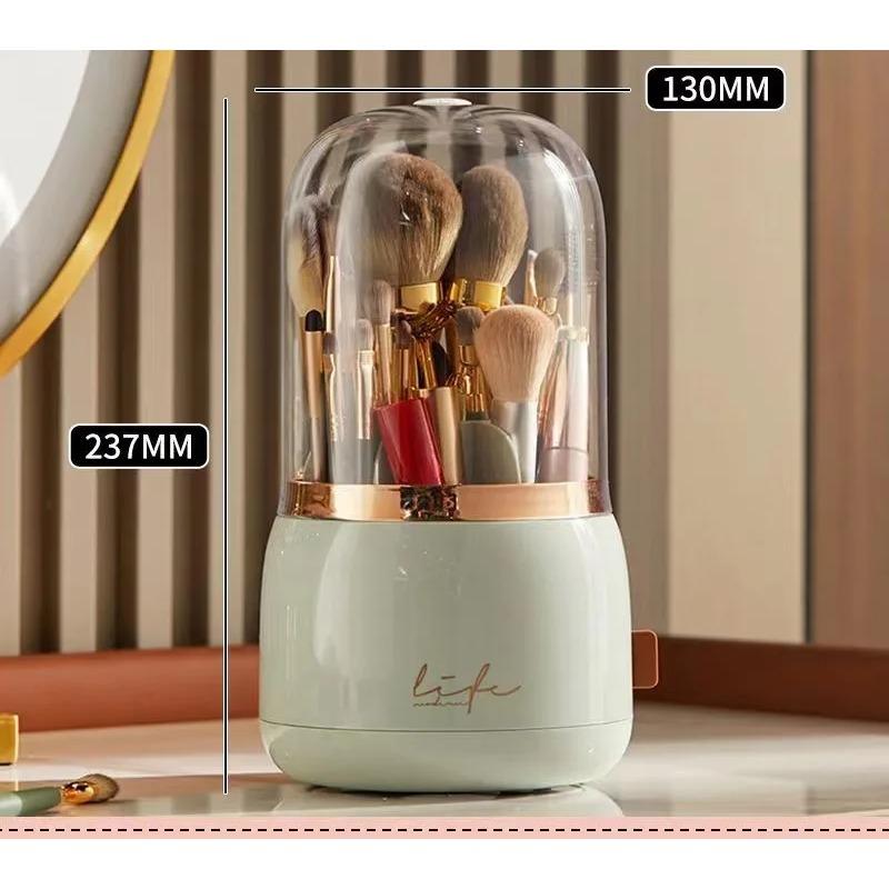 360° drehbarer Make-up-Pinselhalter, tragbarer Desktop-Kosmetik-Organizer für Pinsel, Kosmetik-Aufbewahrungsbox, transparenter Schmuckbehälter hellgrüne