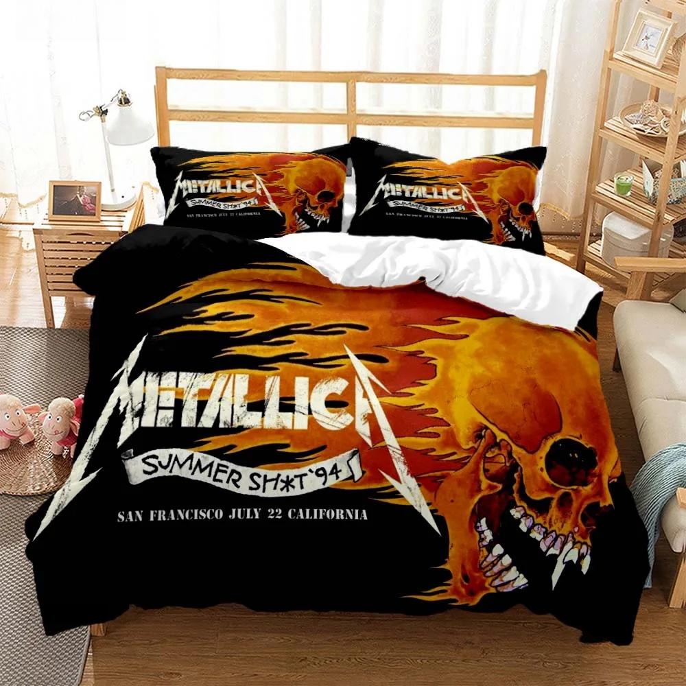 Bettwäscheset für Metal-Musikband M-Metallica, Einzelbett, Doppelbett, Queensize-Bett, Kingsize-Bett, Bettbezug-Set für Erwachsene und Kinder, Heimtextilien AU Double 180x210cm