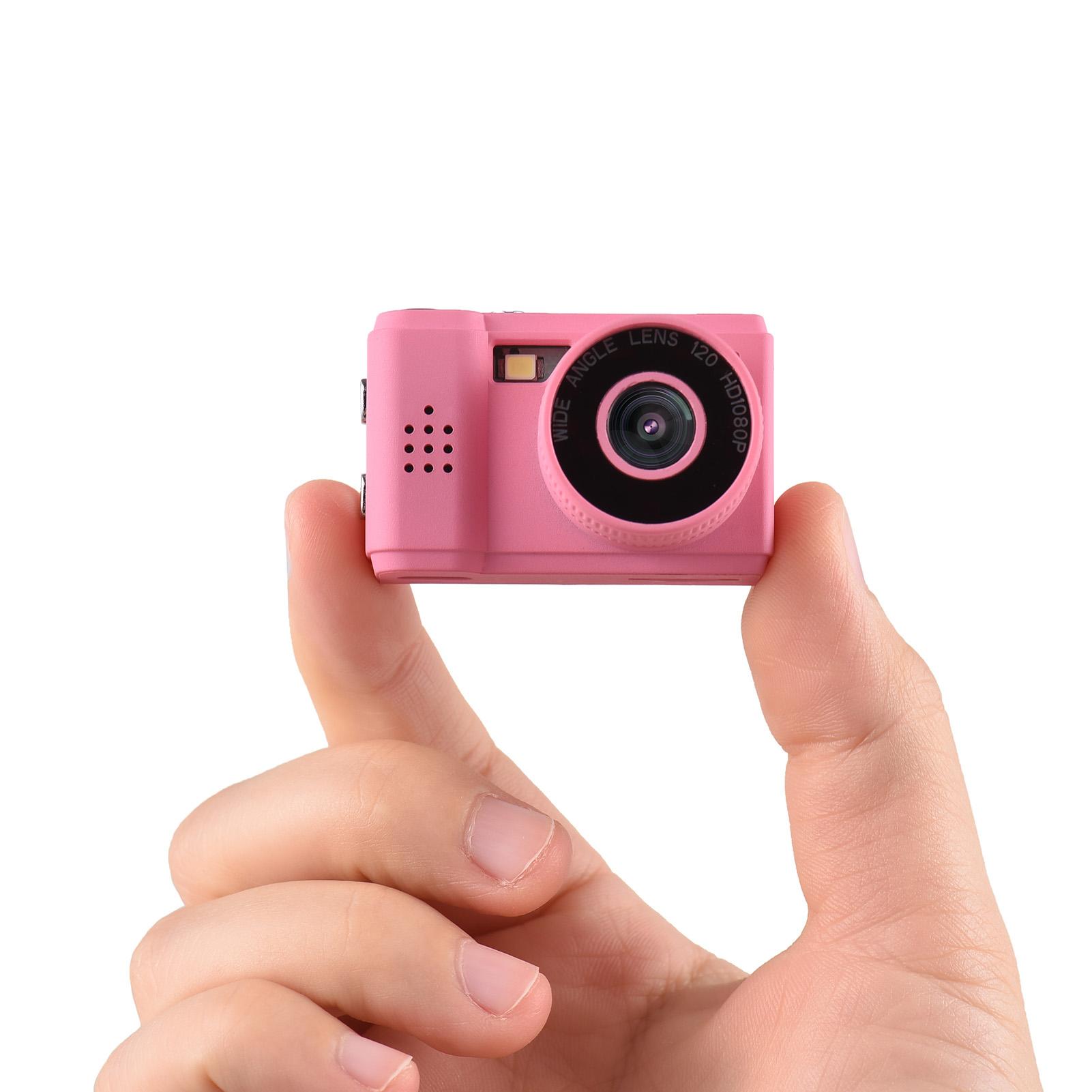 Mini-Digitalvideokamera, 1080P-Camcorder, eingebauter Akku mit LCD-Bildschirm-Blitz für Foto-Videos rosa