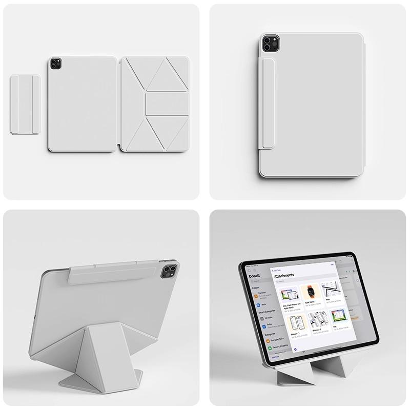 ZOYU Smart Folio Hülle für iPad A16 11. Generation iPad Air 11 Funda iPad Pro 13 12.9 4./5./6. Gen Mini 8.3 A17 Pro Magnetisch Capa iPad Mini Pro 2024 grau