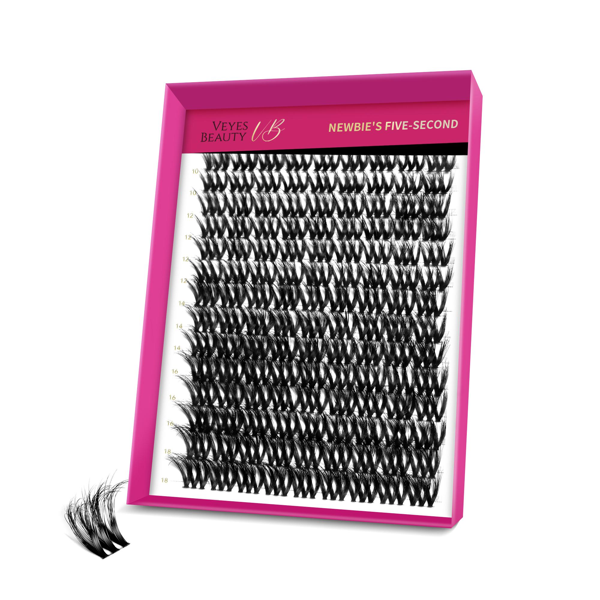 Veyesbeauty Muse Cluster Lashes, flauschige Einzelwimpernverlängerungen, 3D-geschichtetes Volumen, 126 Cluster, 10–18 mm Lash Tray schwarz