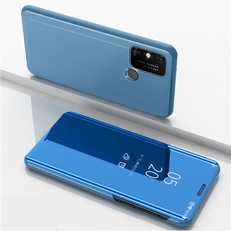 Spiegel-Flip-Cover-Hülle für Huawei P40 P30 P20 Pro P Smart Plus Y5 Y6 Y7 2019 Y5P Y6P Y7P 2020 Honor 30 20 10i 10 Lite 9X 9A 8X 8A 8S Standbuch-Coque Huawei P30 Lite blau