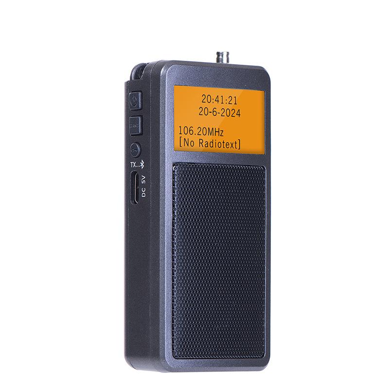 Mini Tragbares Bluetooth-Radio Pocket DSP FM Stereo Radios Drahtloser Bluetooth-Lautsprecher mit Wecker-Hintergrundbeleuchtung schwarz