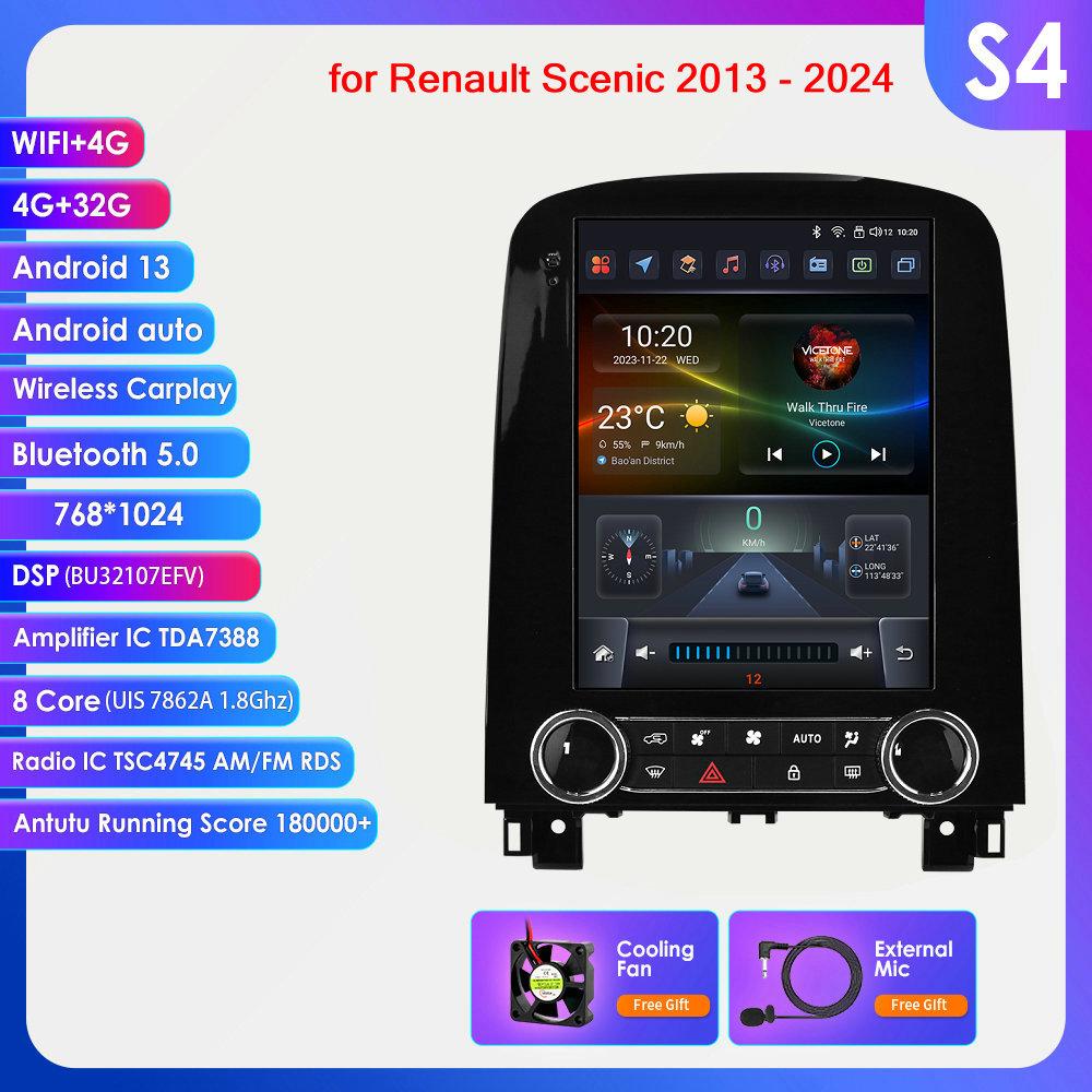 Hizpo 9,7 Zoll Tesla Style Carplay 4G 2Din Android Autoradio für Renault Scenic 2013 - 2024 Multimedia Video Player GPS DSP Autoradio Intelligenter Bildschirm S4 8Core 4G 32G