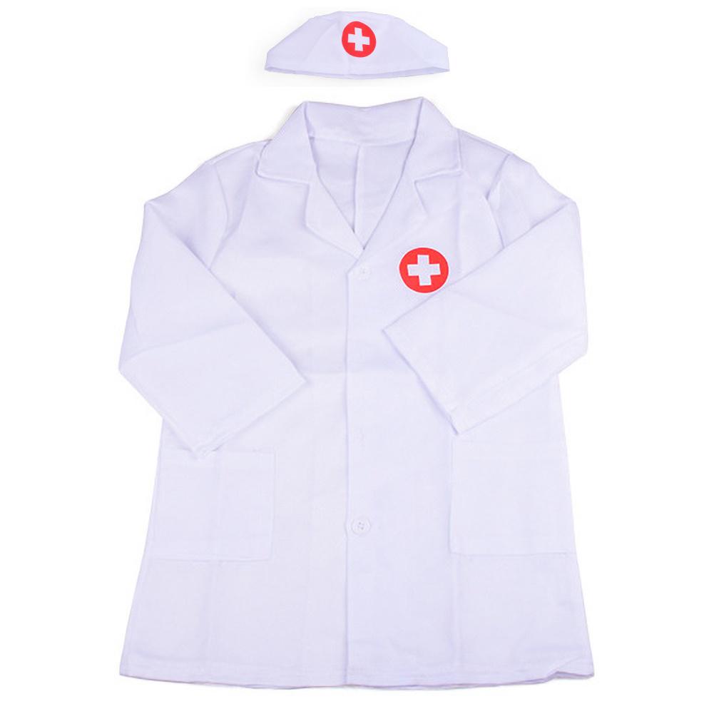 Happy Play Sleeve Krankenschwester Uniform Arzt Cosplay Lange Hut Kostüm Kinder Pretend weiß