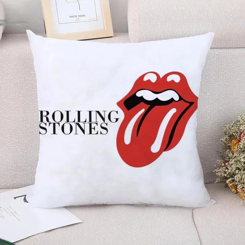 Dekorative Kissen für Sofa Rolling Stones Kissenbezug x Paar Kissen Kissenbezüge x x Kissenbezüge Bett 60x60cm schwarz
