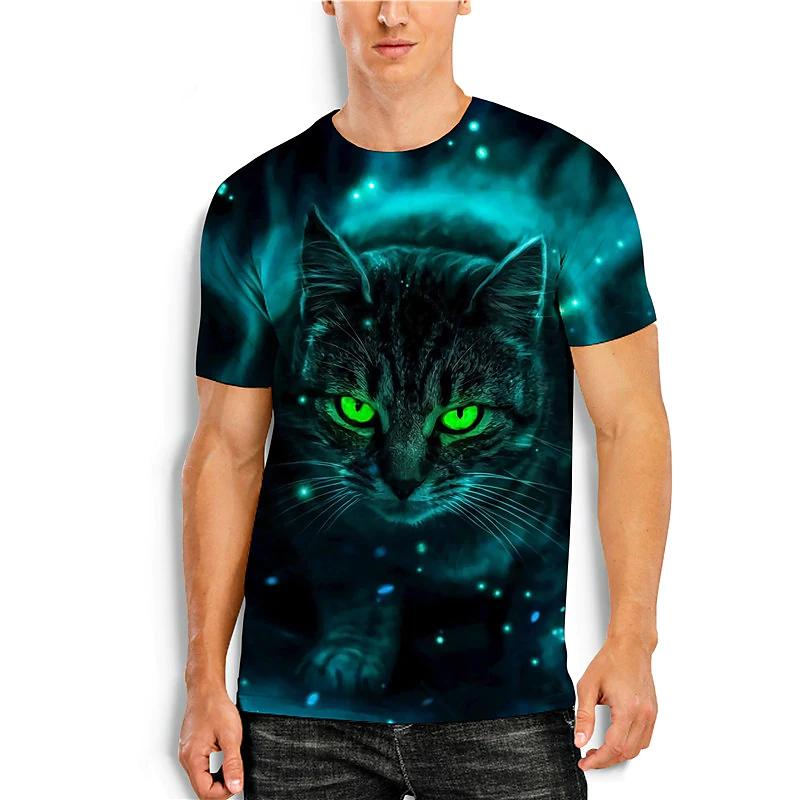 Tier Katze Druck männer T-shirt Harajuku Nette Lose kurzarm Tops Mode Einfache T Shirt Übergroßen Männer Frauen unisex Kleidung 3XL blue
