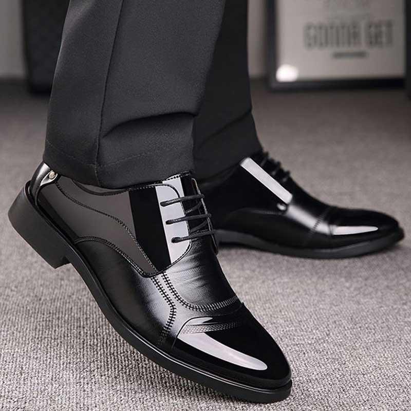 Luxury Business Oxford Leder Schuhe Männer Atmungsaktive Gummi Formale Kleid Schuhe Männlichen Büro Hochzeit Wohnungen Schuhe Mokassin Homme 41 schwarz