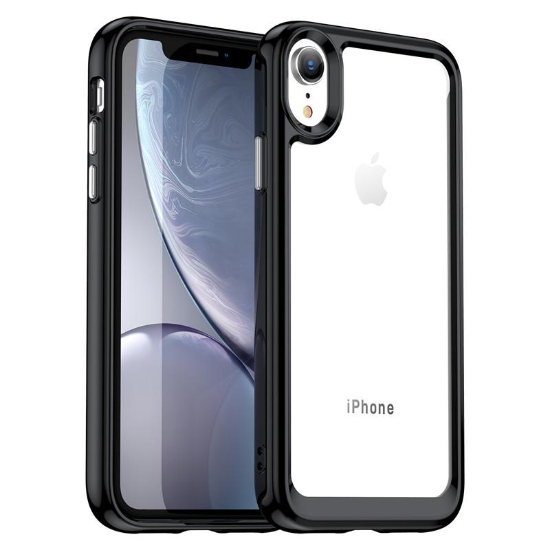 Für iPhone XR Hülle iPhone X XR XS Max Hülle Stoßfest Bunte Weiche Kante Silikon Transparent Bumper Für iPhone XR 6,1 Zoll For iPhone XR schwarz
