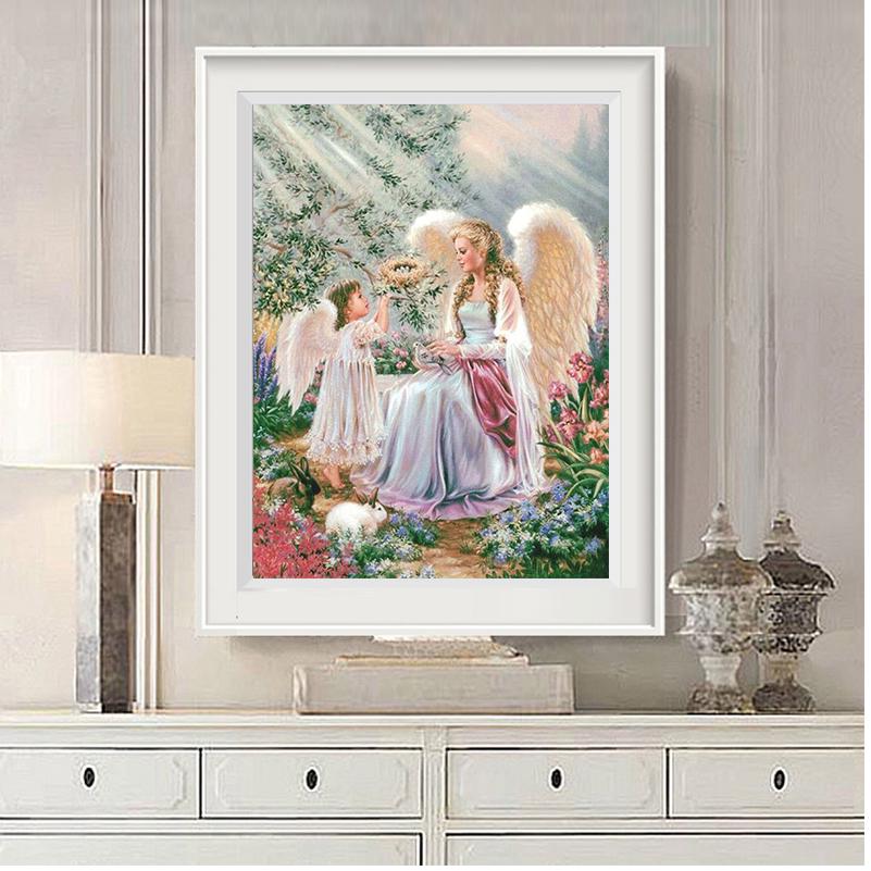 Diamant-Malerei, Engel, Mutter und Baby, Kreuzstich, vollständige Diamant-Stickerei, Handarbeit 20X30CM