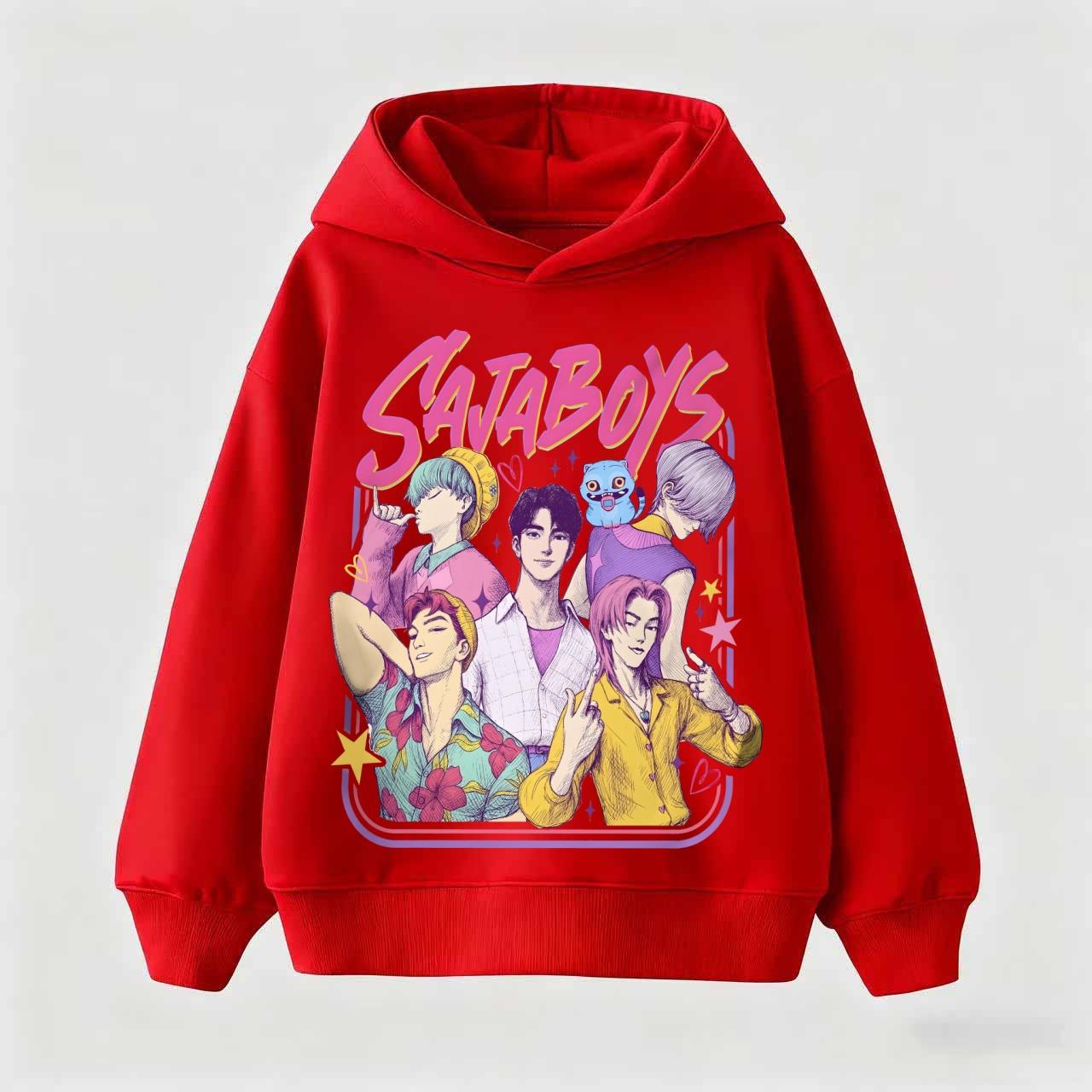 KPop Dämonenjäger Huntrix Kapuzenpullover Kinder Kapuzensweatshirt Baby Mädchen Pullover Kapuzenpullover Jungen Mode Kinderbekleidung 120