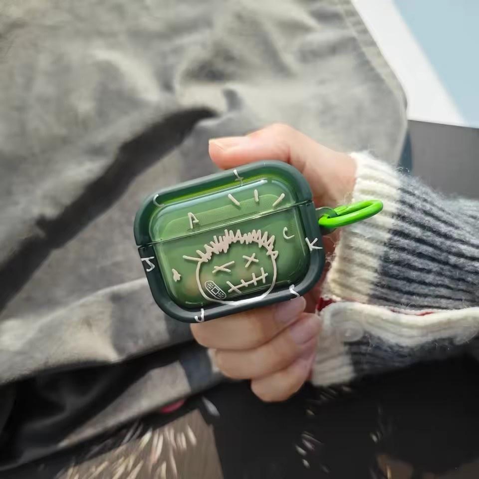 Trend Travis Scott Transparente Schutz-Bluetooth-Headset-Hüllen für Apple Airpods 4 1 2 Pro 3 Pro2 Stoßfeste Kopfhörerabdeckung AirPods 4 grün