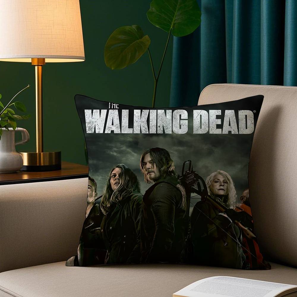 The W-walking dead Kissenbezug Kurzer Plüsch Druck Kissenbezug Quadratische Wurfkissenbezüge Sofa Heimdeko 12x12Inch