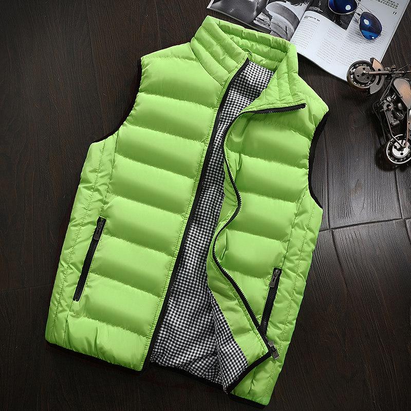 Herren Weste Ärmellos Wintermode Casual Slim Mantel Markenkleidung Westen Baumwolle Gefütterte Herrenweste Herren Weste Große Größe 4XL grün