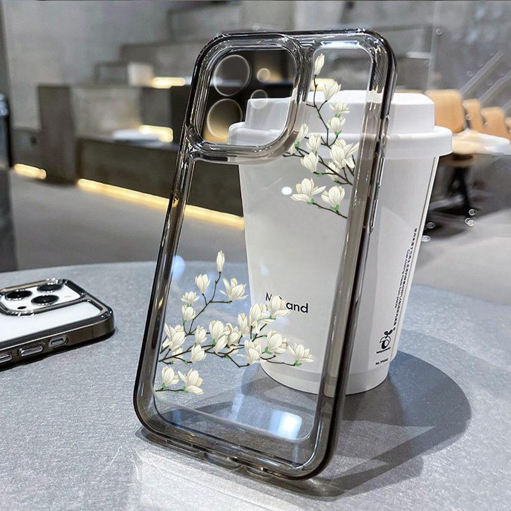 Weiche Blumen-Telefonhülle für iPhone 11 Hülle iPhone 13 15 12 14 16 Pro Max XR X XS 7 8 Plus SE Silikon Stoßfeste klare Hülle For iPhone 14Pro Max