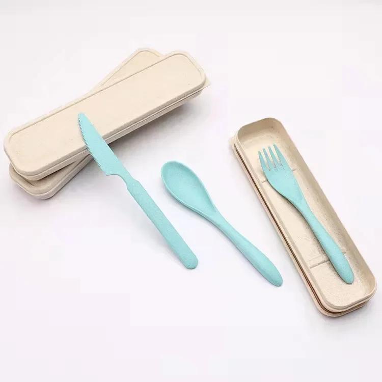 Weizenstroh-Besteckset, Reise-tragbare Box, Gabel, Löffel, Messer, Küchengeschirr, Geschirr-Sets, Geschirr, Steak-Besteck