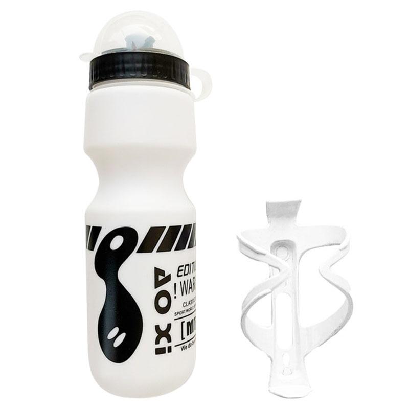 750ml Mountainbike Fahrrad Radfahren Wasser trinken Flasche + Halter Käfig Rack one size weiß