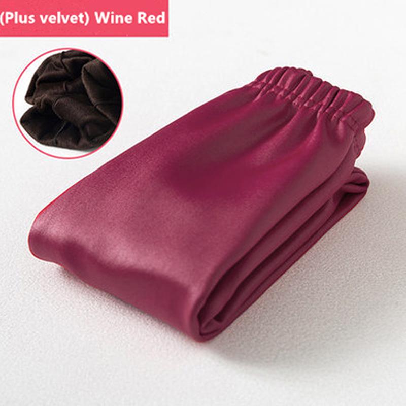 Herbst Winter Mädchen Leder Hosen Dicke Samt PU Leder kinder Leggings Kinder Bleistift Hosen Infant Warme Hosen 130 rot