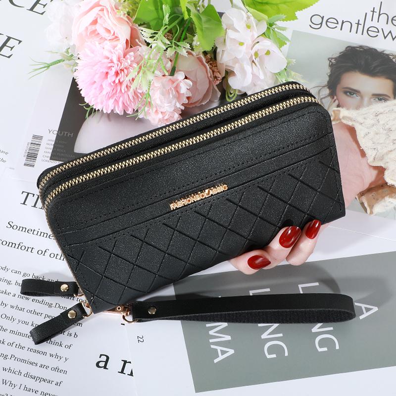 Lange frauen Brieftasche Weibliche Geldbörsen Quaste Geldbörse Karte Halter Brieftaschen Doppel-reißverschluss Pu Leder Kupplung Luxus Geld Telefon Tasche