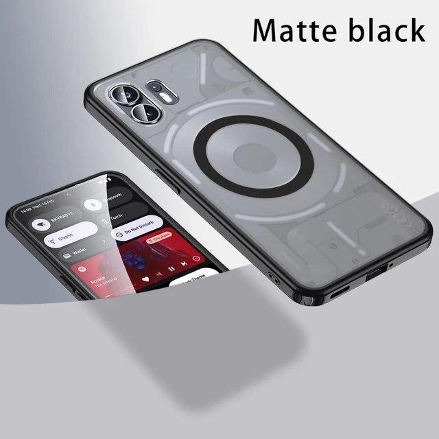 Mattes, klares, magnetisches, kabelloses Ladepanzer-Magsafe-Gehäuse für Nothing Phone 2A 2 1, stoßfeste Militär-Acryl-Rückseitenabdeckung für Nothing Phone 2 Nothing Phone 2 schwarz