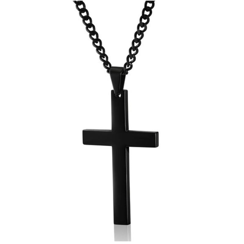 Neu Kreuz Halskette Anhänger Schmuck mit Kette herren Halskette frauen Halskette schwarz