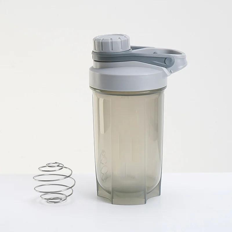 500ML Wasserflasche zum Trinken Plastik Auslaufsicher Sportflaschen Protein Shaker Wasserflasche Trinkgeschirr grau