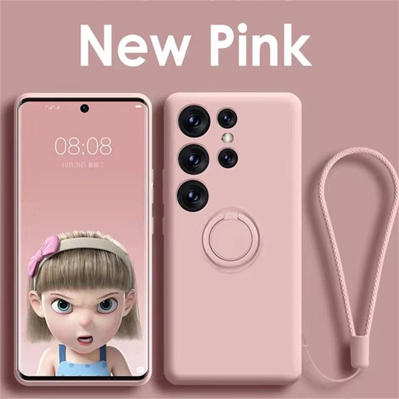 Magnetische Halterung Hülle für Samsung Galaxy S24 S23 S22 S21 Ultra Plus S20 FE Note 20 S24 FE Flüssigsilikonhülle Samsung S23 rosa