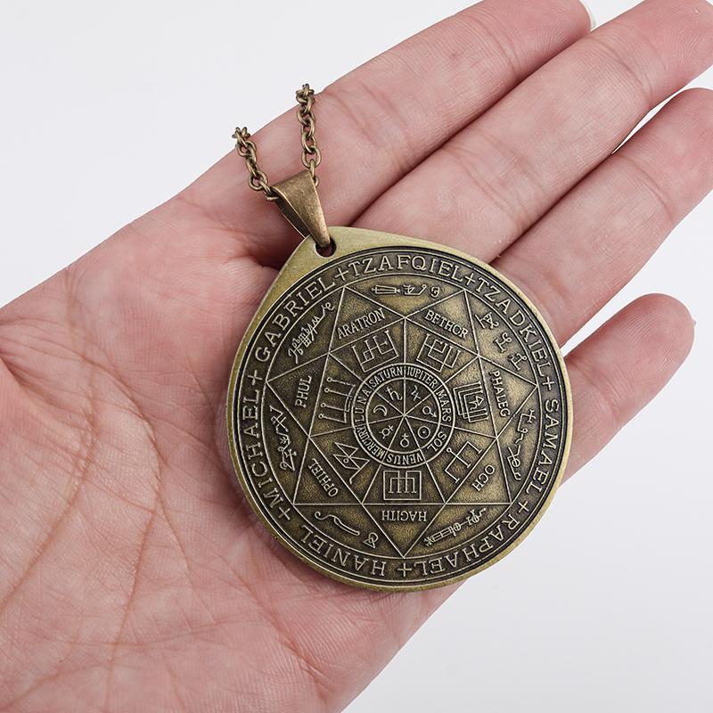 Siegel der sieben Erzengel-Halskette für Herren, Vintage-Halskette mit Salomon-Talisman, Schutzschmuck white
