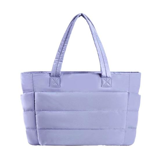 Umhängetasche Damen Gesteppte Tragetasche Große Kapazität Leichte Wasserdichte Handtasche mit Mehreren Taschen Laptop Arbeit Reisen Fitnessstudio Tragetasche violett