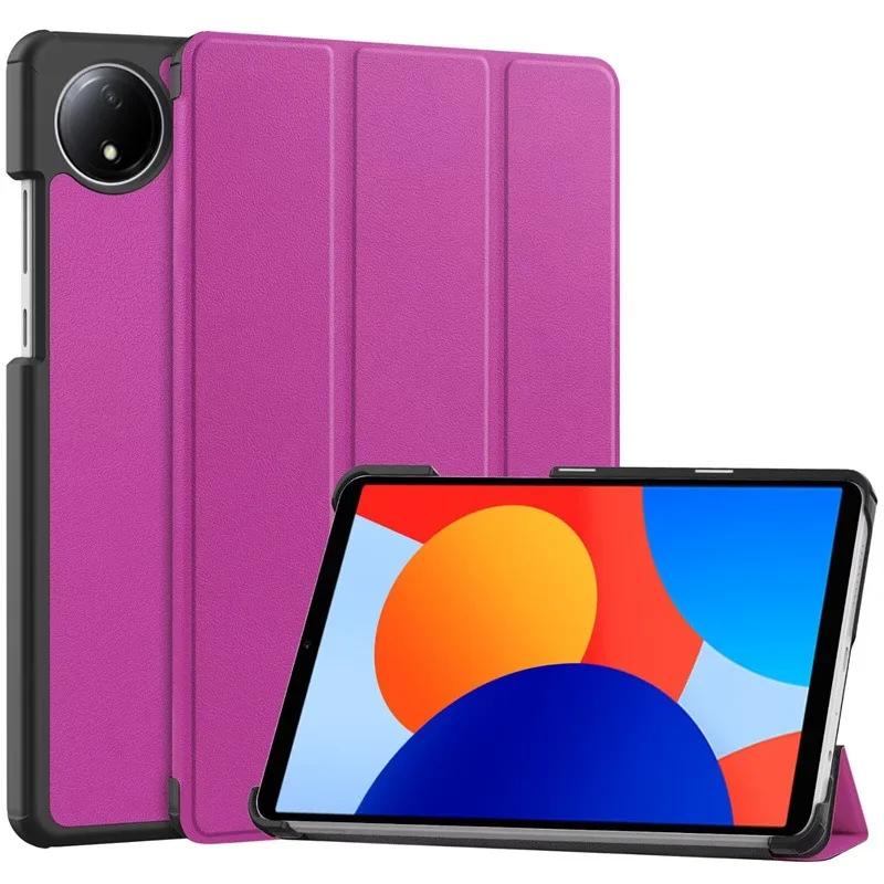 Für Xiaomi Redmi Pad SE 8.7 Hülle 2024 Neue dreifach klappbare Tablet-Hülle aus PU-Leder mit Ständer Funda für Redmi Pad SE 8,7 Zoll Smart Case Redmi Pad SE 8.7 violett